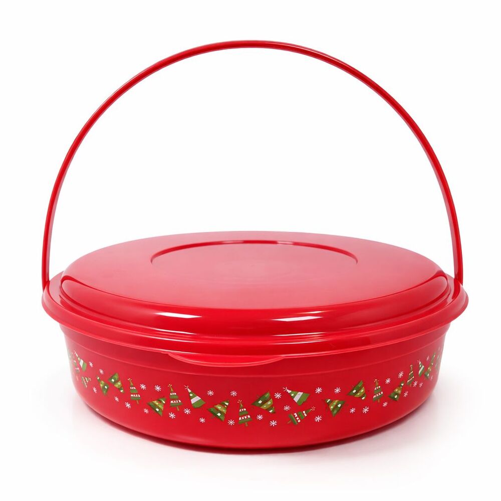 12" x 4" Christmas Tree Snowflake Food Container Gift Box w/ Lid 50 oz / 1.54 L